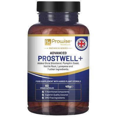 Advanced Prostwell Plus 60 веганских капсул с добавлением бета-ситостерола, семян тыквы, корня крапивы, ликопина и 7 других ингредиентов