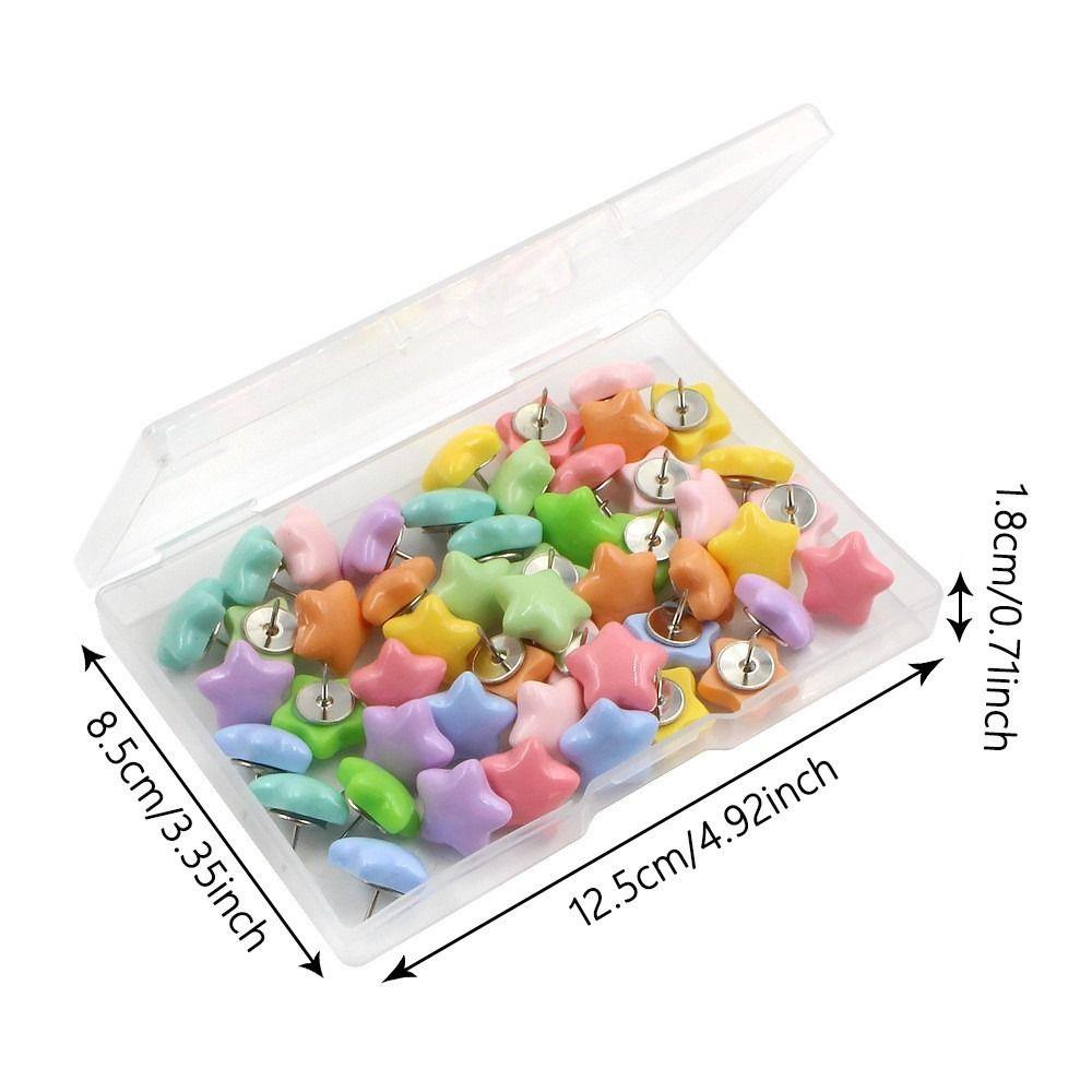 Pentagram Push Pins 3D Macaron Star Shape Pushpins Thumb Tacks with Box Reusable Blackboard Push Pins Office Binding Supplies