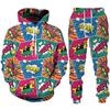 New Fashion Funny Graffiti Men's Hoodies 3D Printing Sportswear Sweatshirt Set Hip Hop Casual Two-piece Set Men's Clothing