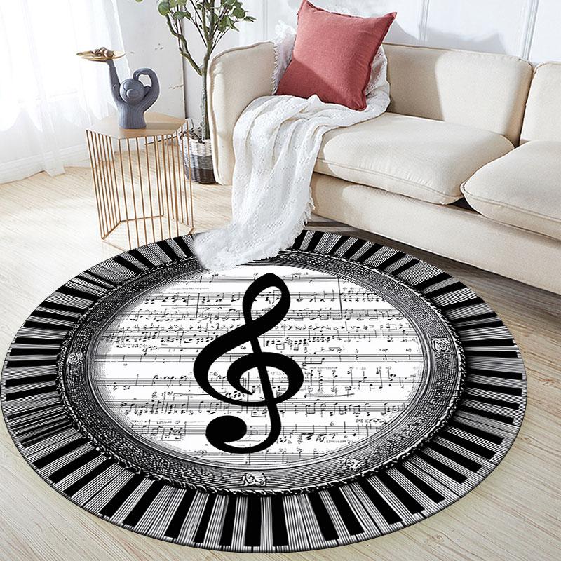 Music Notes pattern round rug,Carpet Rug for Living Room Bedroom Playroom ,Non-slip Floor Mat,Holiday Gifts and Birthday Gifts.