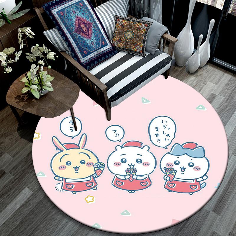 Usagi2 Round Area Rug,Carpet Rug for Living Room Bedroom Sofa Playroom Decor,Non-slip Floor Mat