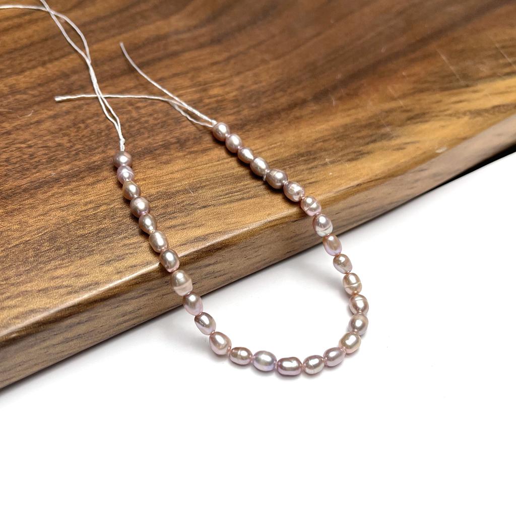 1 нить, Фиолетовый натуральный пресноводный жемчуг, Ручная работа, Бусины из риса для изготовления ювелирных изделий, DIY, Ожерелья, Поделки, (Бусины 4-5 мм, Длина 18 см)