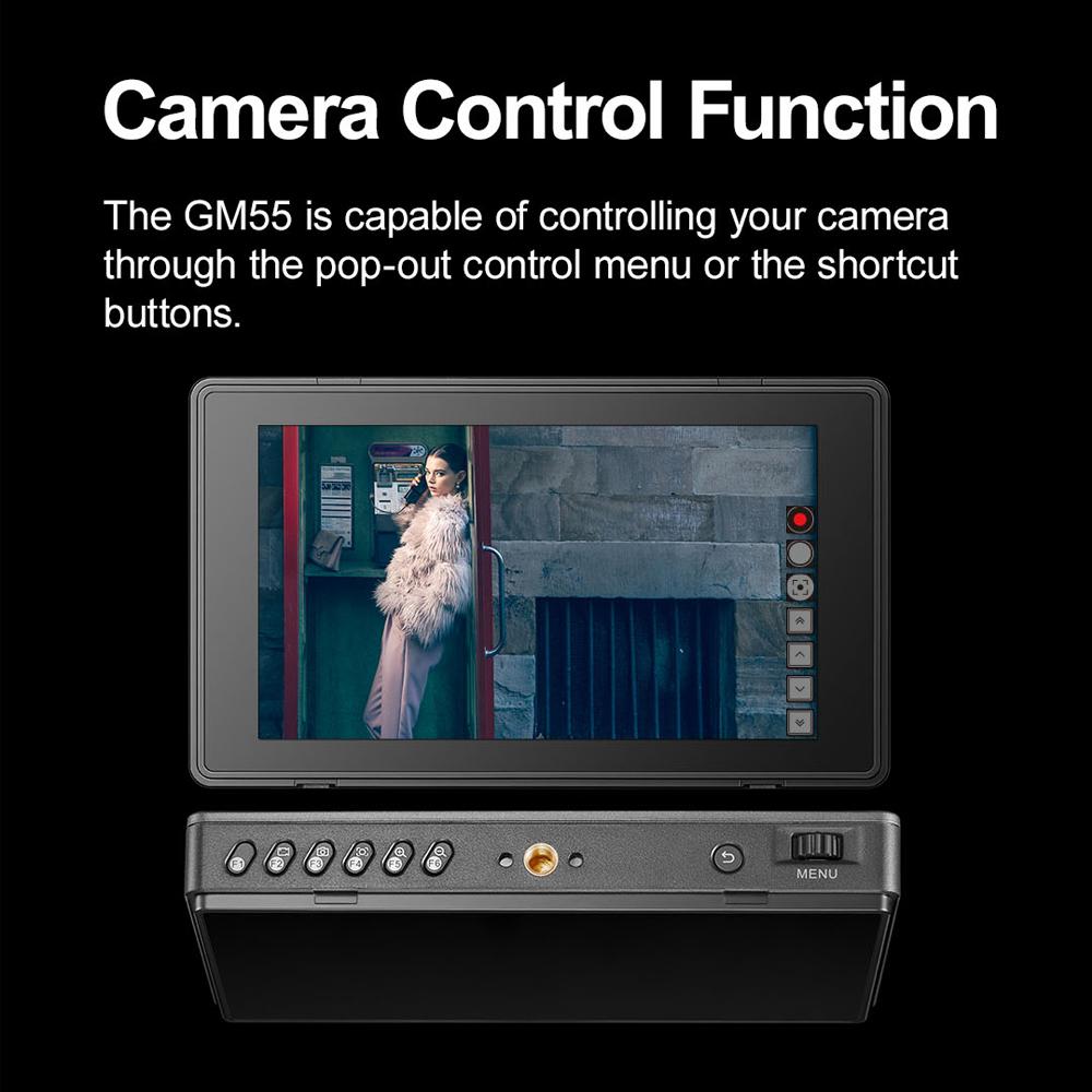 Godox GM55 5,5-дюймовый сенсорный экран IPS Накамерный монитор 4K HDMI-выход Широкий угол обзора 160 градусов 3D LUT