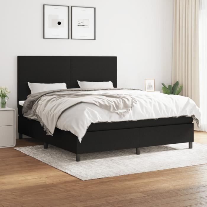 3141627 vidaXL Divan Bed with Mattress Black 160x200 Cm Fabric