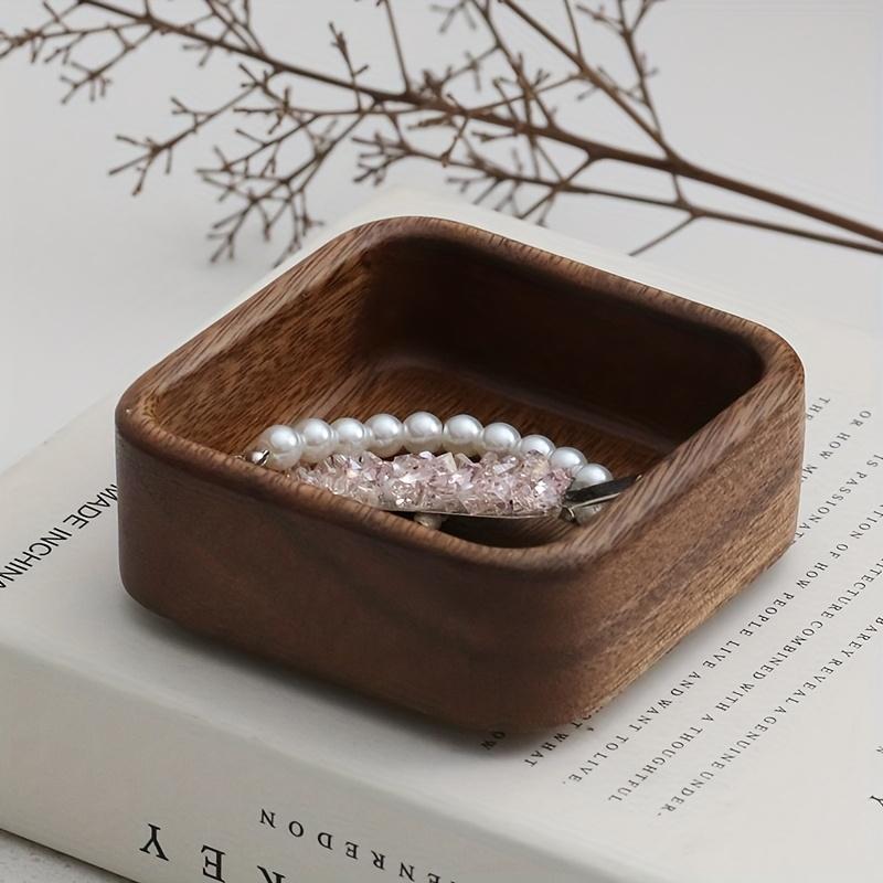 1pc Multi-Function Jewelry Storage Box & Key Organizer, Walnut Wood Entryway Tray for Rings, Earrings - Desktop Drawer Organizer