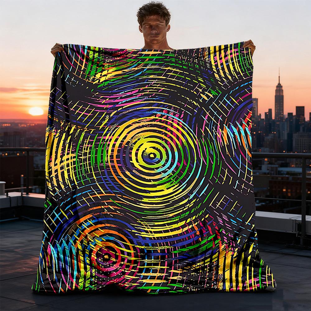 1pc Colorful CirclesOutdoor Blanket, Soft And Comfortable Blanket, Casual Warm Outdoor Blanket, Good Birthday Gift yy260328051