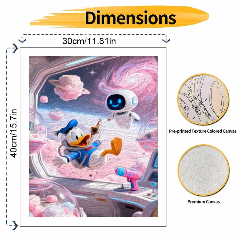 Disney Дональд Дак Космический Робот Галактика Картина по Номерам Набор Ручная Роспись Домашний Декор