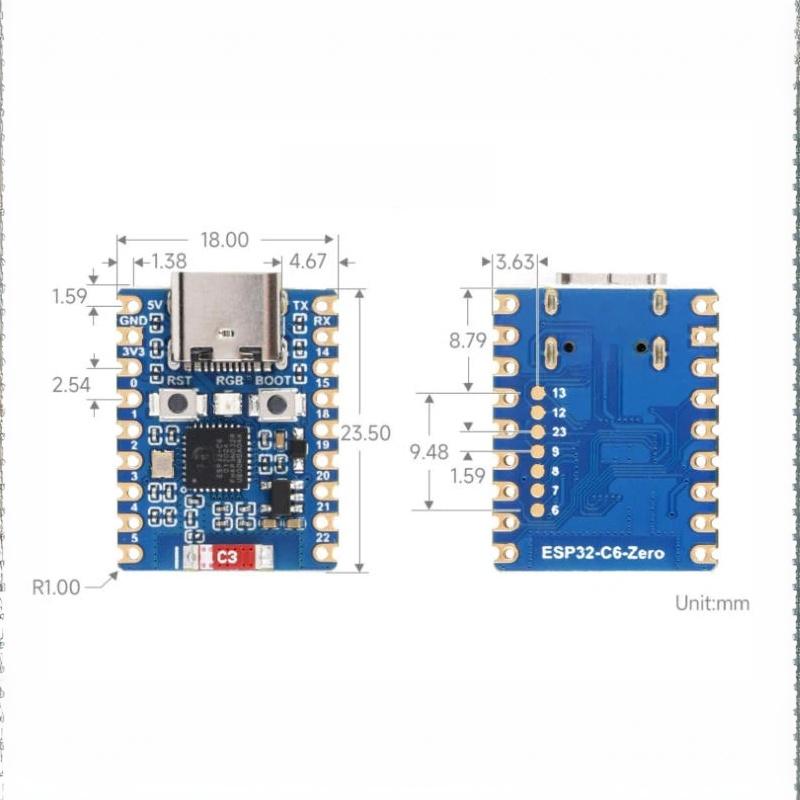 ESP32-C6 Mini Development Board 2.4GHz WiFi 6 BLE 5 Microcontroller Module for Remote Data Transmission Project Development