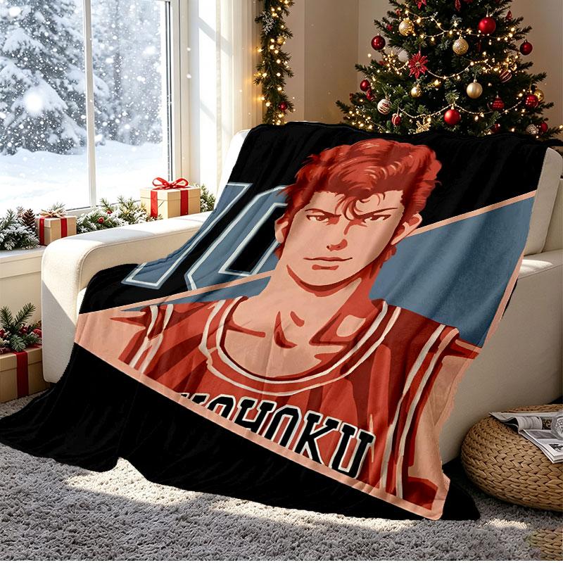 SLAM DUNK Pattern Blanket for Home Decoration, Bed, Sofa, Car Travel, Camping, Suitable for All Seasons, Birthday Christmas Gift