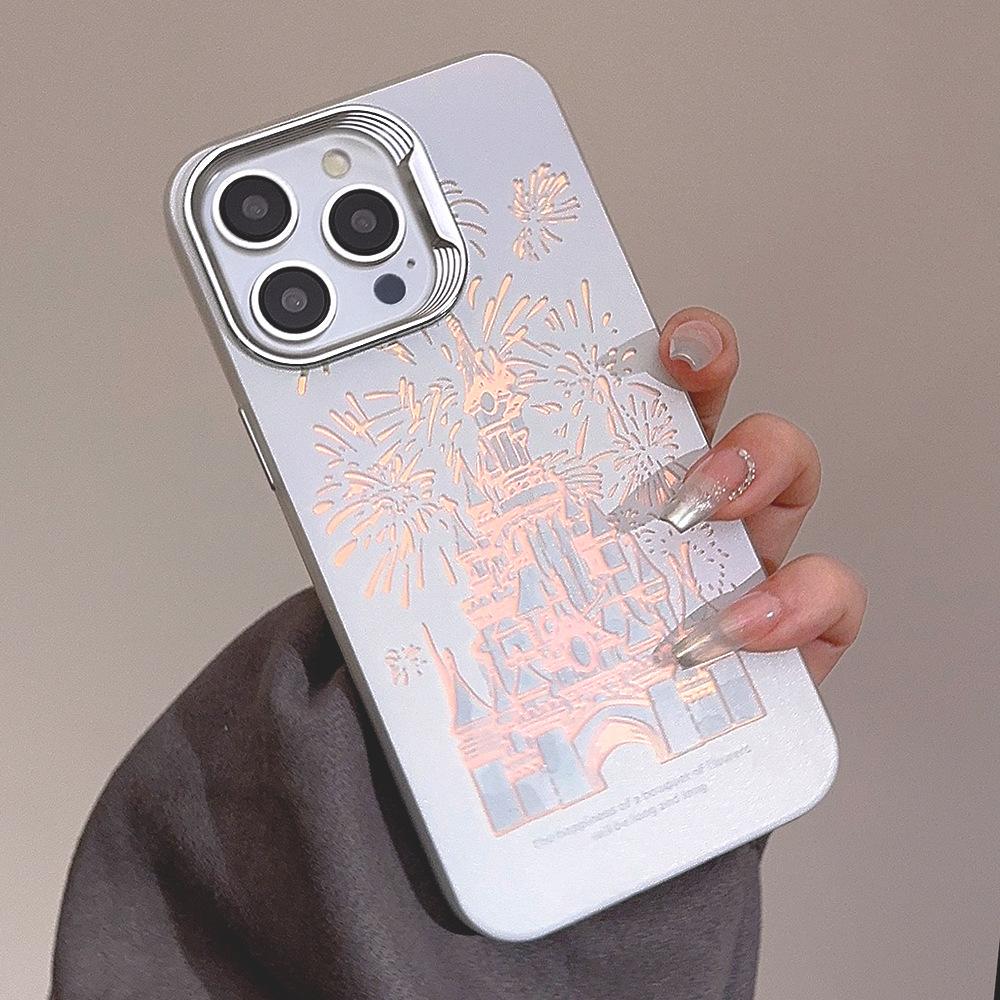 Розовый блестящий чехол для телефона «Замок» со шнурком для iPhone 17 Air 16 15 14 13 12 Pro Max Plus Чехол-накладка для телефона «Принцесса, сказка»