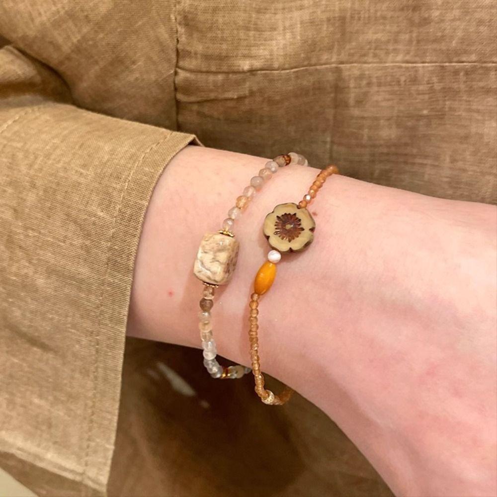 Ювелирные аксессуары Браслет из рисовых бусин Изысканный браслет с подвесками Кольцо на руку Женщины