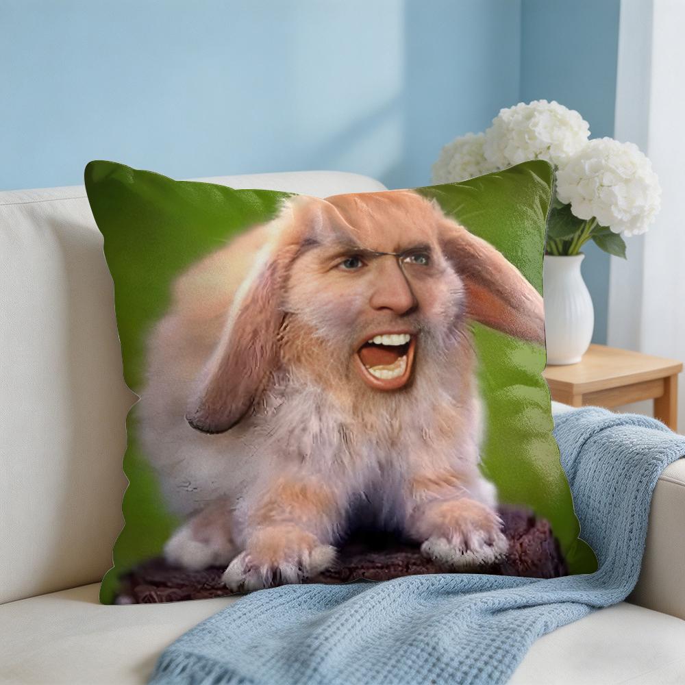 Nordic Style Nicolas Cage Rabbit Cushion Cover Square Pillow Bedroom Sofa Leisure Comfort Living Room Home Decoration X