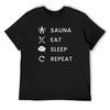 Футболка Sauna - Eat, Sleep, Repeat корейская мода Короткий рукав Плюс размер одежда Мужские футболки большого размера