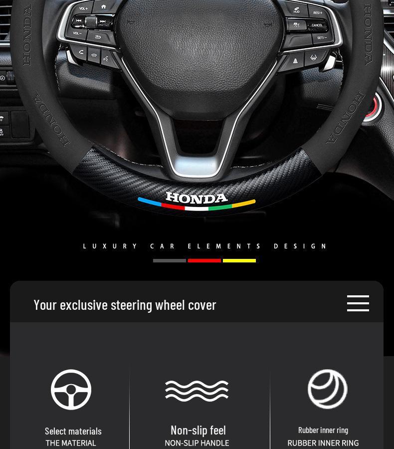 Совместимый замшевый чехол на руль для Honda: Accord, Civic, XRV, Spirior, Avancier, Odyssey - Противоскользящий дизайн.