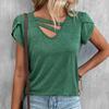 Женская весенне-летняя однотонная блузка с V-образным вырезом, повседневная свободная футболка с рукавами-лепестками
