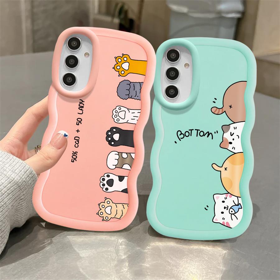 Мягкий чехол для телефона Samsung Galaxy A14 A52 A13 A16 A11 A12 A15 A21s A53 A04 A23 A05 A06 A22 A03 A33 Милый мультяшный кот