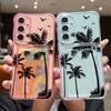 Для Samsung S25 Ultra S24 FE S23 S22 A56 A36 A16 A55 чехол с рисунком кокосовой пальмы мягкий силиконовый слот для карт противоударный прозрачный тонкий чехол для телефона