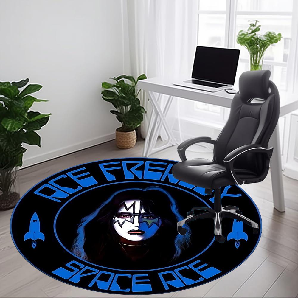 1PC Ace Frehley, Kiss Office Round Rug Perfect for Office Non-Slip Backing, Decorative Floor Mat yy250916055