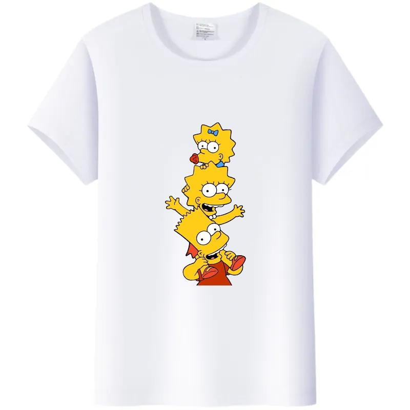 Fashion Cartoon Simpson Cotton Tshirt Summer Blouses Ladies Unisex White Tees Tops Short Sleeve Blouses Women Y2K Tshirt
