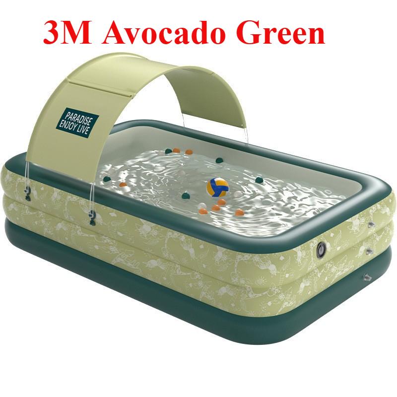 Надувной бассейн с навесом, Очень большой надувной семейный бассейн со встроенным насосом, работающим от батареек, для сада на открытом воздухе