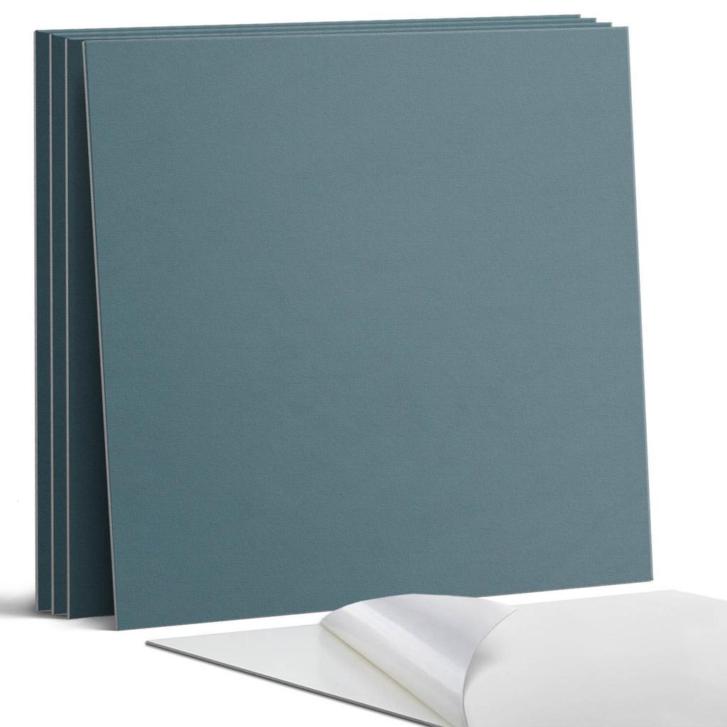 Pack of Self-Adhesive Vinyl Tiles with Print, Dark Sea Color, 4x50x50 cm