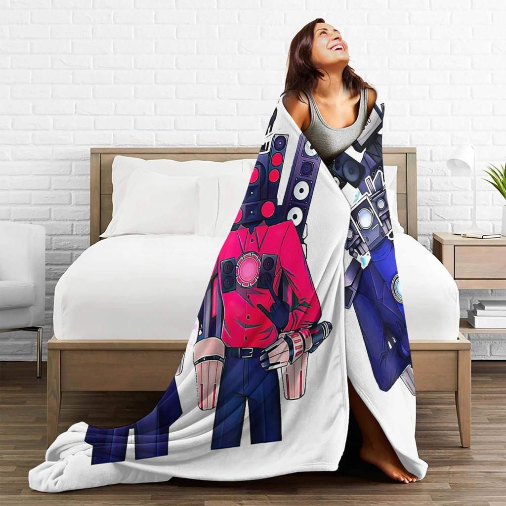 Skibidi Toilet Funny Blanket Soft Warm Flannel Throw Blanket Cover for Bed Living room Picnic Travel Home Couch