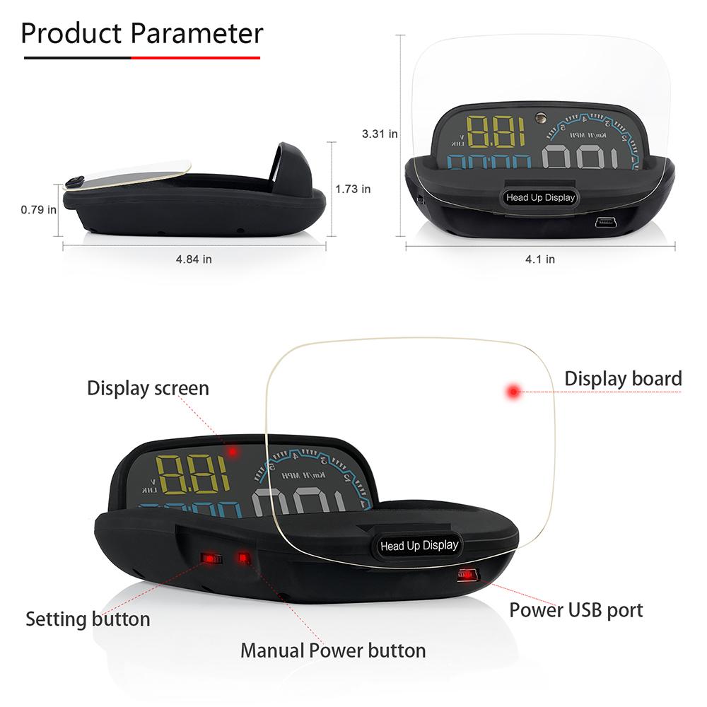 OBDHUD C600 OBD2 HUD Автомобильный спидометр Проекционный дисплей Электронный цифровой прибор Сигнализация скорости Проектор MPH