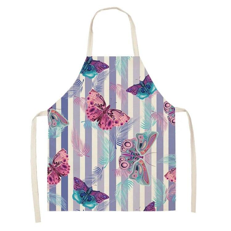 Женский милый детский мультяшный розовый садовый фартук, аксессуары для приготовления пищи, домашний декор, льняной кухонный фартук с анютиными глазками