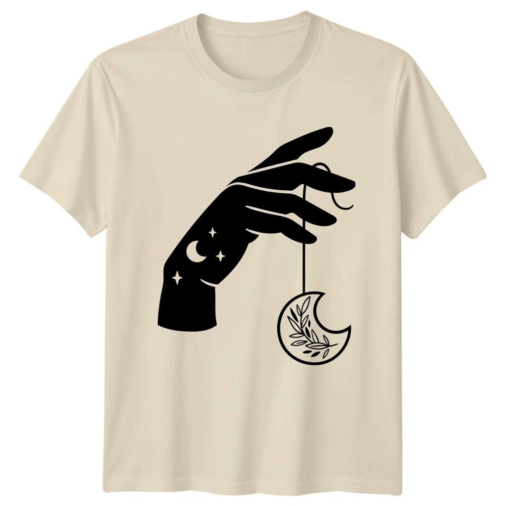 Celestial Hand Holding Moon Stars T-Shirt Celestial Art Spirituality Birthday