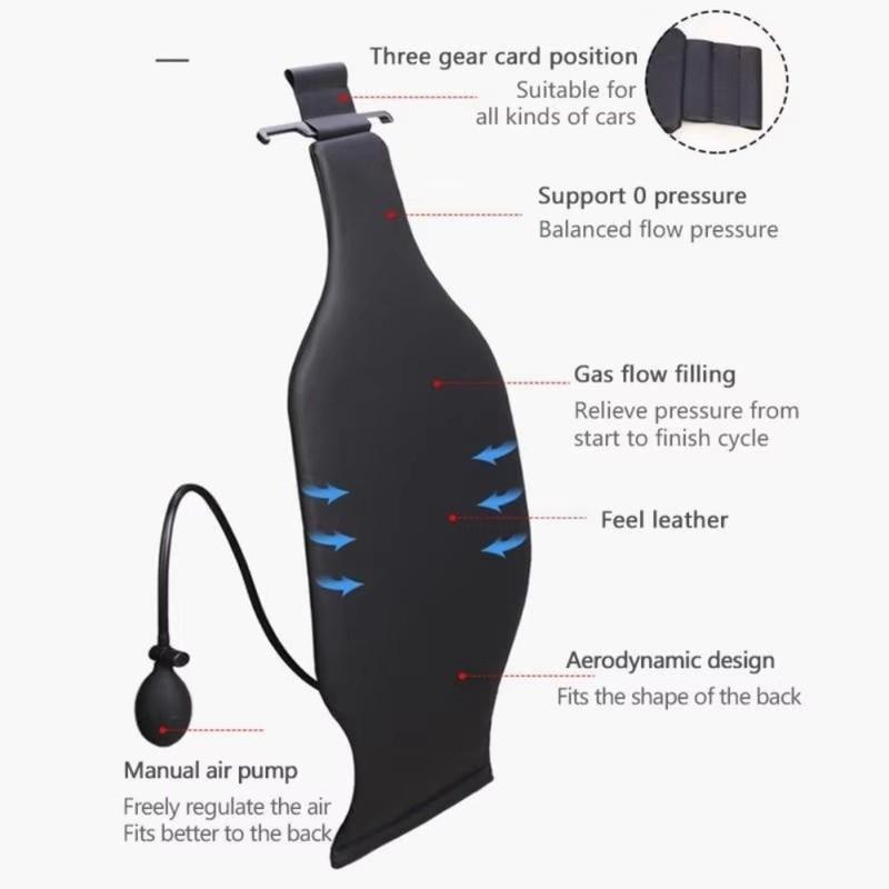 Universal Car Waist Cushion Leather Spine Protection Lumbar Support Pillow Auto Relax Air Bag Relieve Fatigue Back Cushion