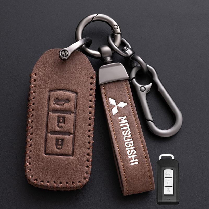Car Key Case Cover Keyless Leather Shell for Mitsubishi Outlander Lancer Eclipse Mirage Xpander ASX Pajero Cross Montero Eclipse