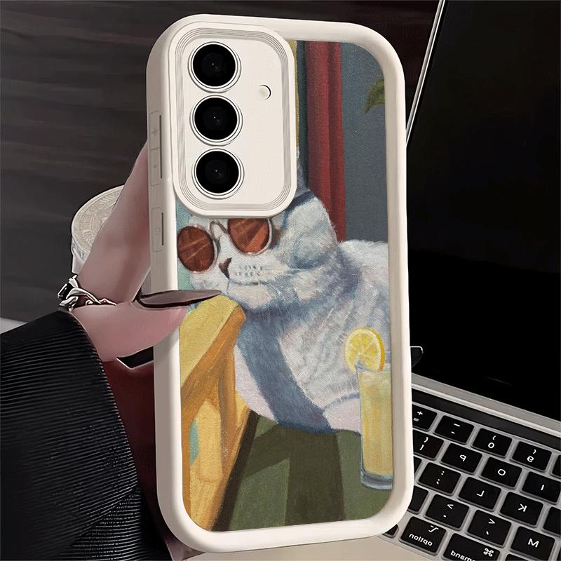 Чехол для телефона для Samsung Galaxy A17 A16 A15 A14 A13 Смешные кошки Модный стиль A56 A36 A26 A55 A35 A25 A54 A34 A24 A53 A33 A23 A07 A