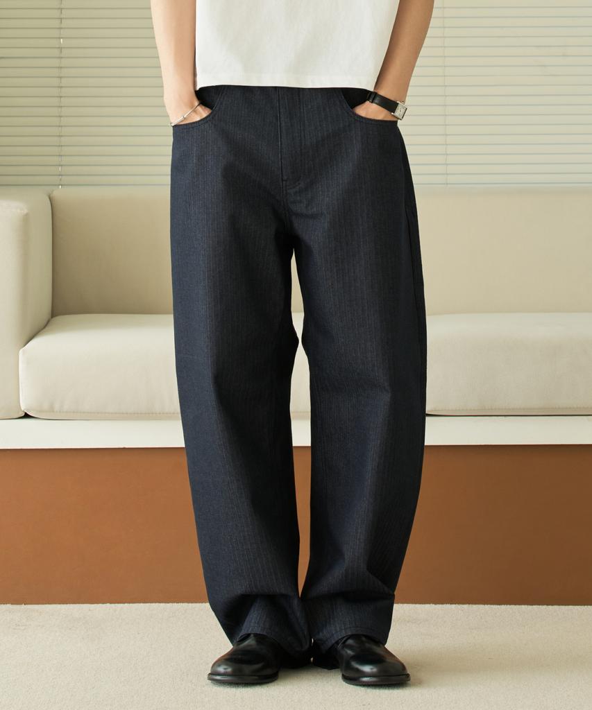 HYOJI 26 Ss Semi-Curved Herringbone Denim Pants (2 Colors)