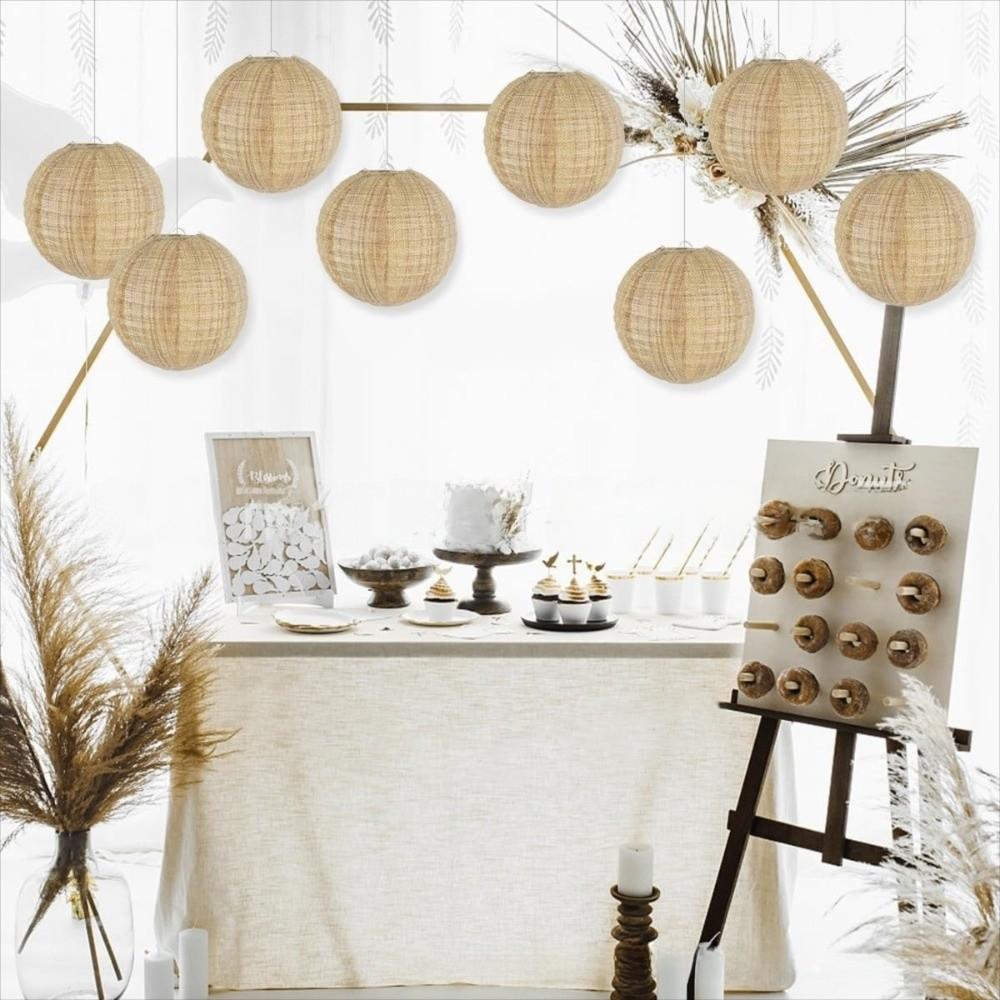 3PCS Linen Material Burlap Paper Lanterns Decorative Paper Lantern Children's Birthdays