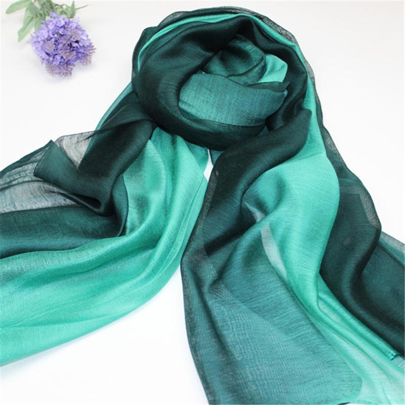 Lamaxapa 2018 New Fashion Summer/Autumn Solid Gradient Women/Lady Real 100% Silk Scarf Thin Shawls And Wrap Long Female Echarpe