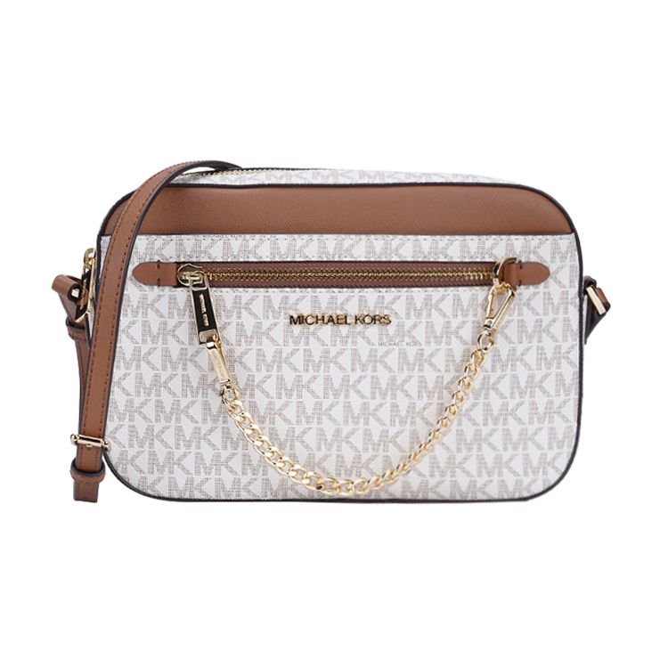 Michael Kors Mk Jet Set Сумка-кроссбоди с монограммным логотипом и цепочкой Женская сумка на плечо Ванильная 35S1GTTC9B-VANILLA