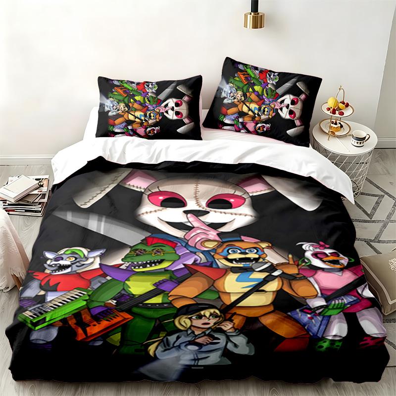 Five nights at freddy 3pc set Perfect for bedroom use Comfortable bedding set includes a duvet cover and two pillowcases Ideal birthday or Christmas g