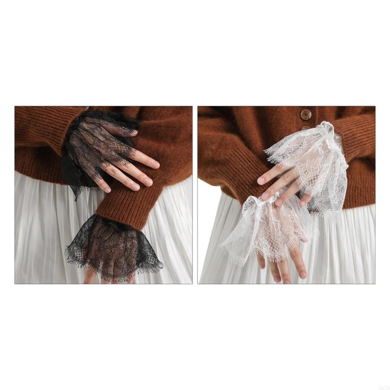 For Women Wedding Dress Pleated Cuffs Lace Fake Cuffs Detachable Wrist Cuffs Glove
