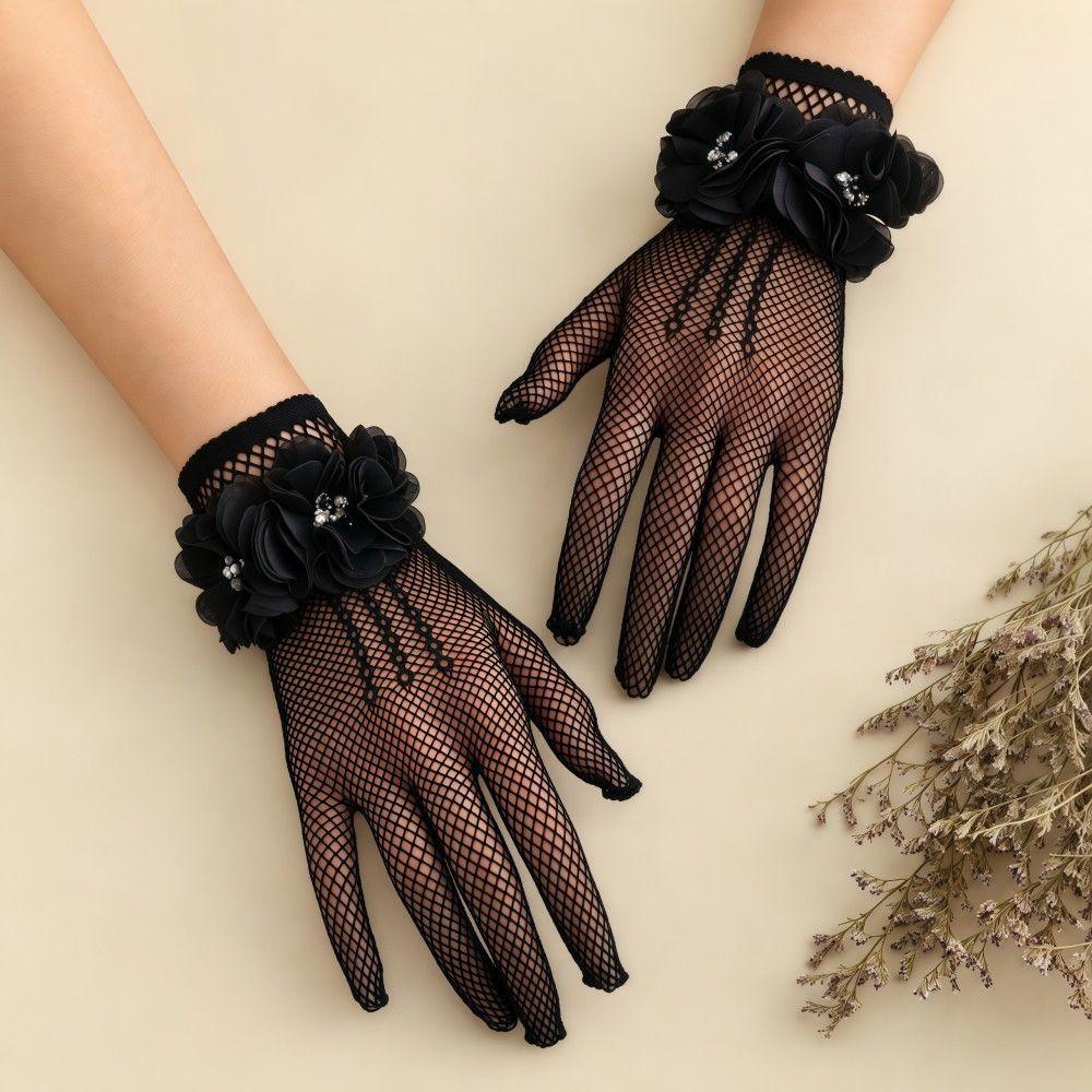 Stretchy Women Fishnet Gloves Breathable Etiquette Gloves Romantic Bridal Gloves Cosplay,Wedding