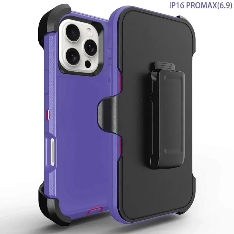 3-в-1 Защитный военный бронированный чехол для iPhone 17 Pro Max Air 16E 15 14 Plus 13 12 11 Ott Box Противоударный чехол с защитой от падений Клипса для ремня