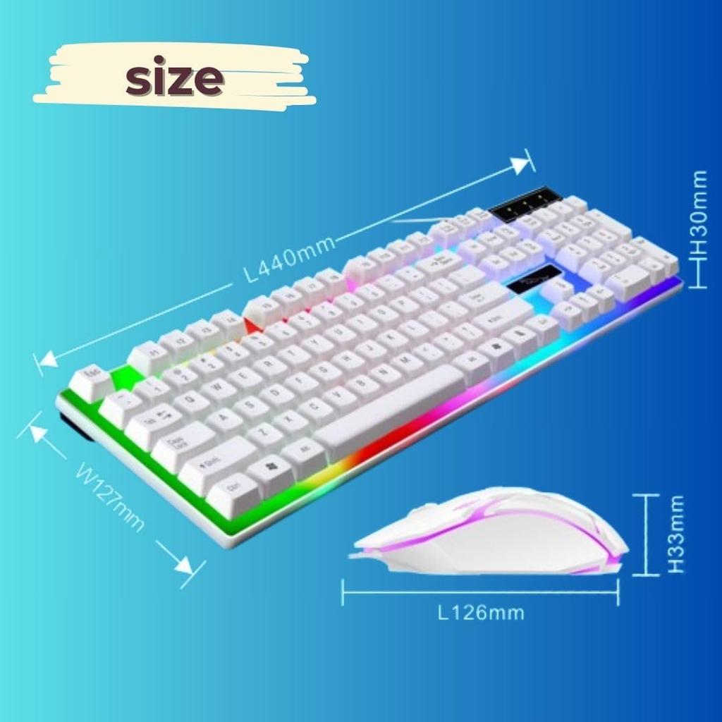 Gaming Keyboard and Mouse USB for PC Set, Wired, Backlit, Cord, (Black)