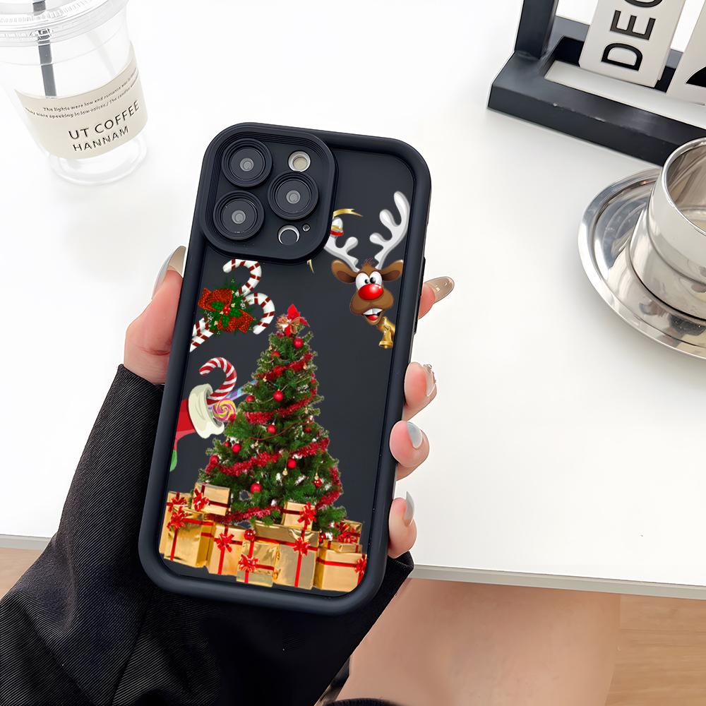 Чехол для телефона Санта-Клаус Рождественская елка Мягкий силикон Для IPhone 17 16 15 14 13 12 Mini 11 Pro Max Plus Защита объектива камеры Чехол