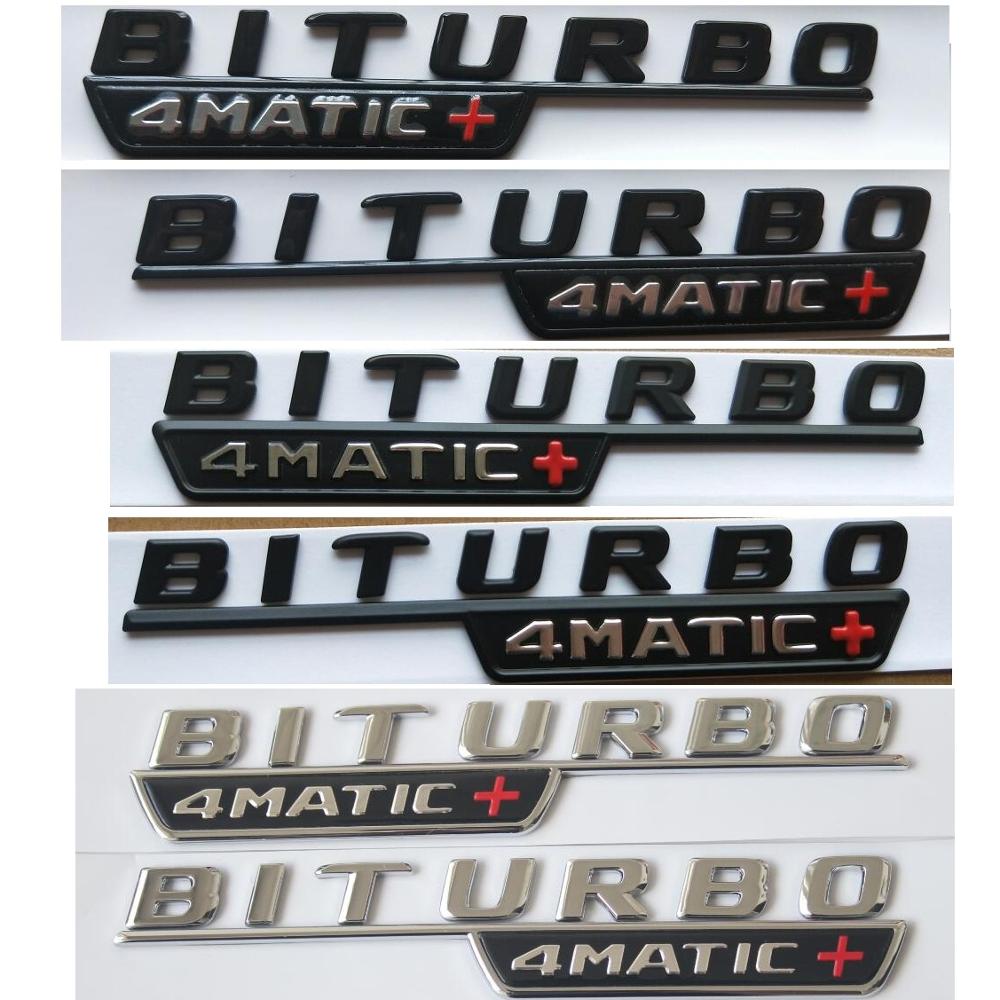 For Mercedes Benz A35 A43 C43 E43 GLC43 GLE43 CLS53 GLB35 AMG 1Pair BITURBO 4MATIC+ Emblems Badge BITURBO4MATIC+ Symbols Sticker UX0