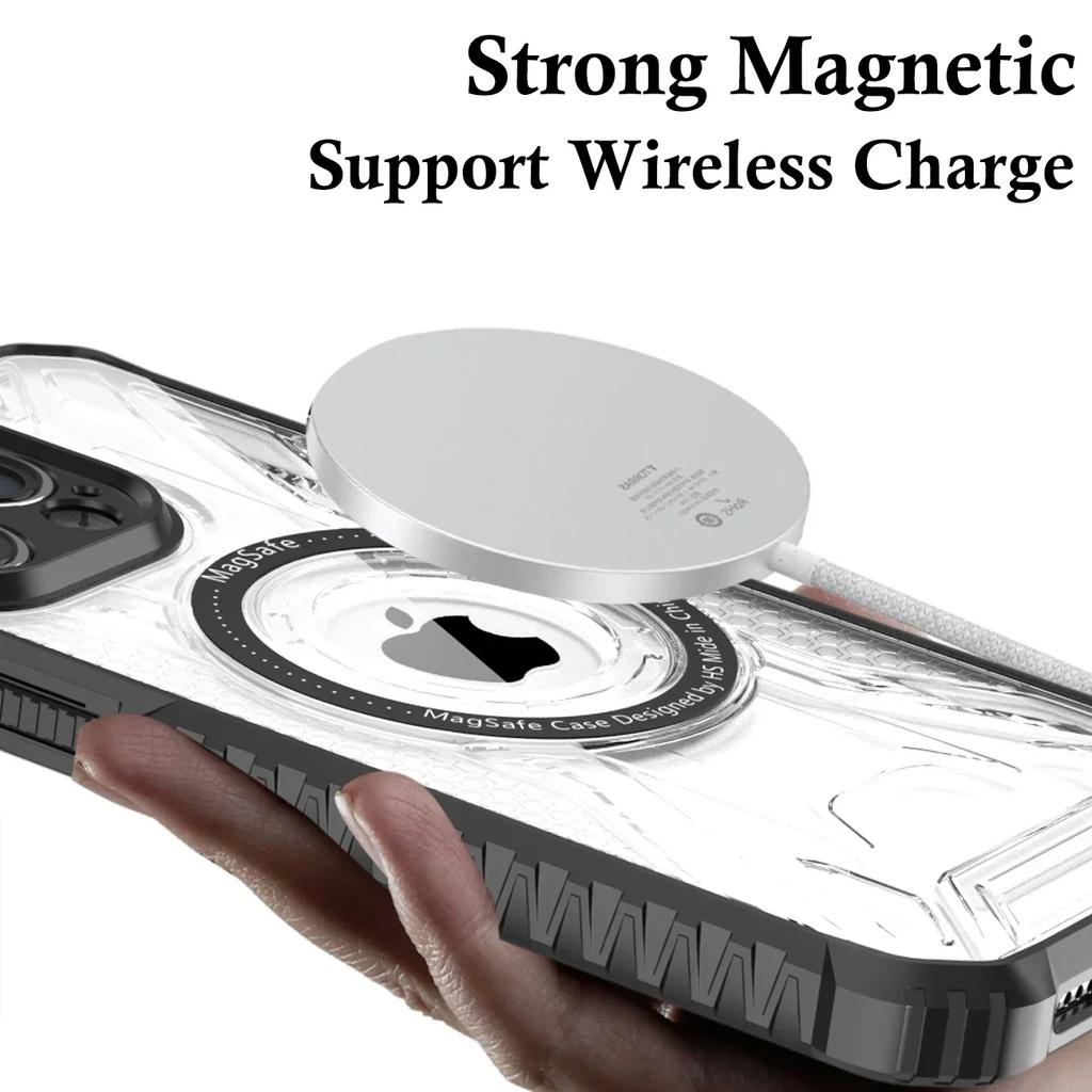 Роскошный бронированный гибридный чехол Macsafe Magnetic для Magsafe IPhone 16 15 14 13 12 11 Pro Max Plus 15Pro ProMax Mac Safe Military Cover