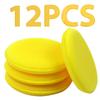 12pcs Car Sponge Detailing Applicator Pads 10cm Super Soft Cleaning Yellow Round Car Polishing Wax Foam Sponge for Clean Cars