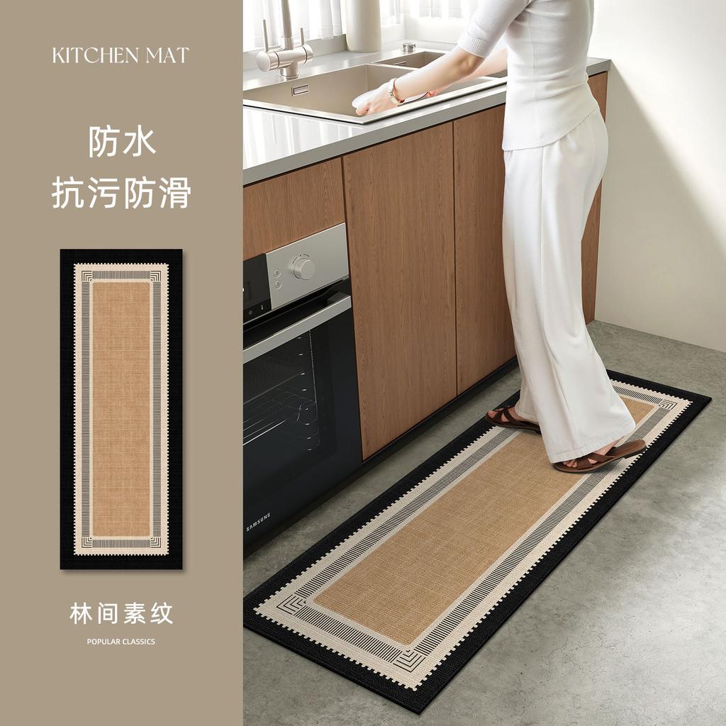 American-Style Kitchen Rug Oil And Water Resistant Silica Gel Water-Absorbing Bathroom Non-Washable Anti-Slip Mat Decor
