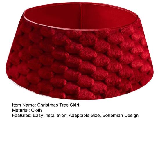 Christmas Tree Skirt Easy Installation Bohemian Design Plush 3D Holiday Season Tree Base Cover Festival Home Decor