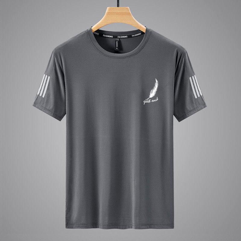 Мужская летняя футболка с коротким рукавом из ледяного шелка, быстросохнущая - Дышащая и легкая