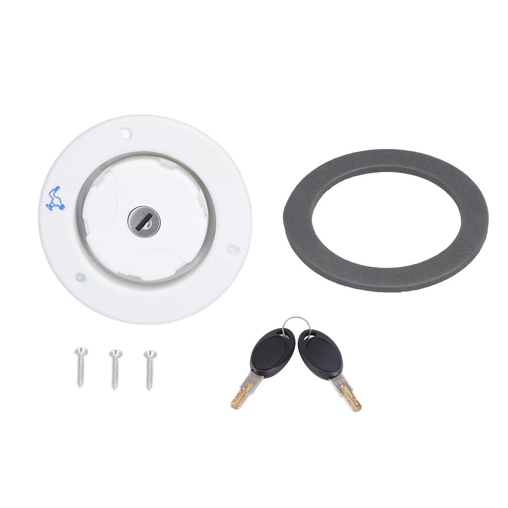 Gravity Water Fill Inlet with Key Lock White PP Plastic for RV Motorhome Trailer