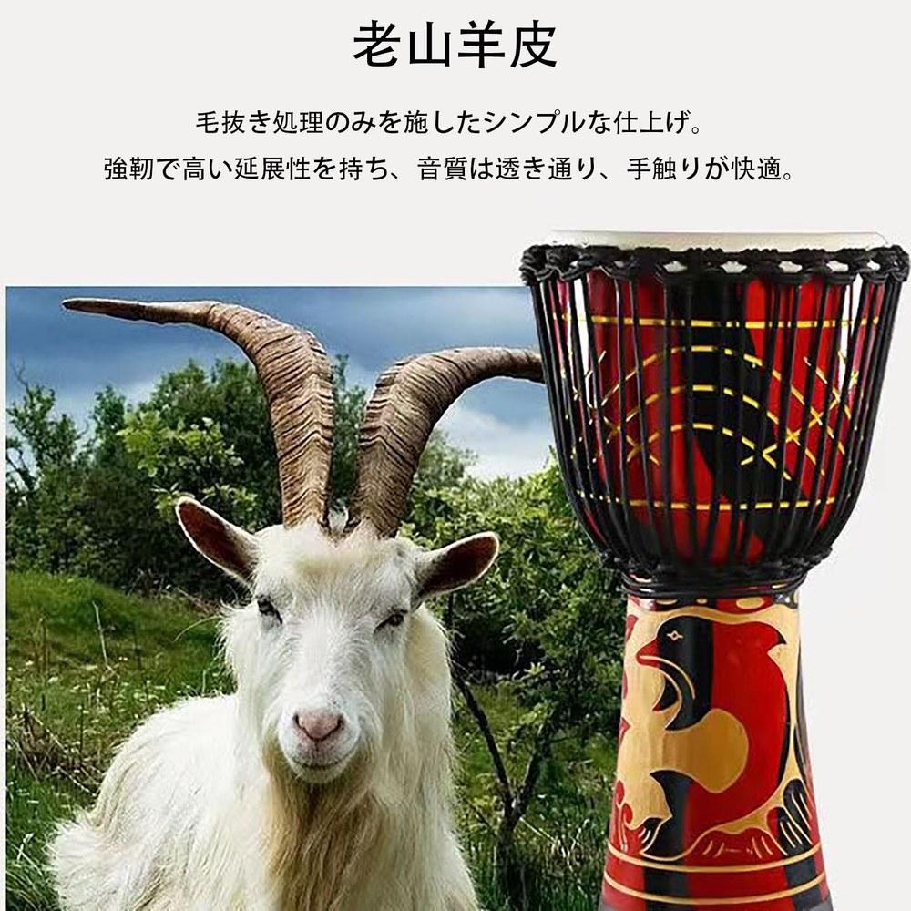 Djembe Ethnic Musical Instrument Toy Home Drum Percussion Sheep Skin Hand-Painted Pattern Bright Tone Suitable for Adults and Beginners Size 13 Black